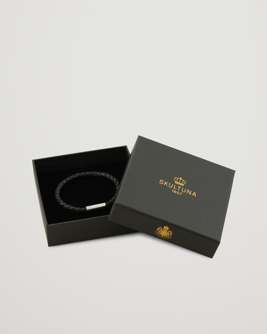 Homme | Bijoux | Skultuna | One Row Leather Bracelet Black Steel