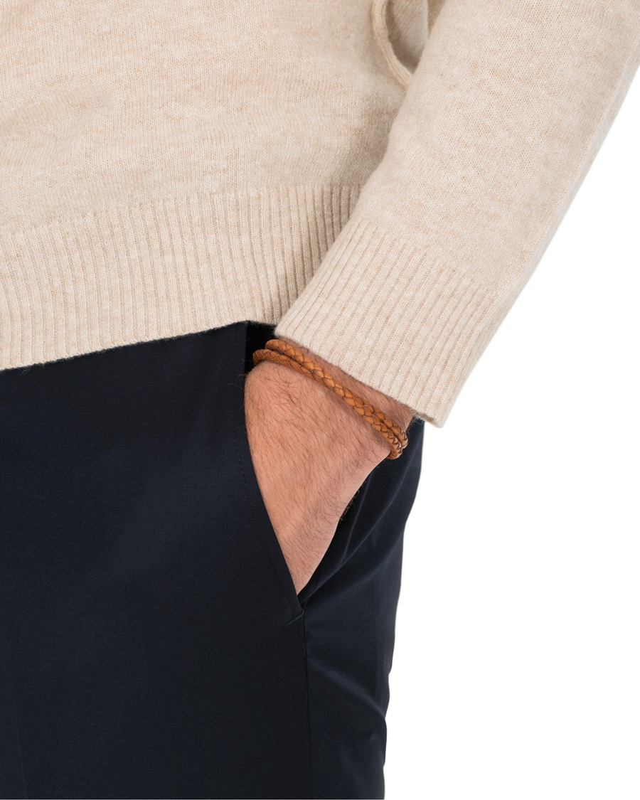 Homme | Skultuna Two Row Leather Bracelet Brown Steel | Skultuna | Two Row Leather Bracelet Brown Steel