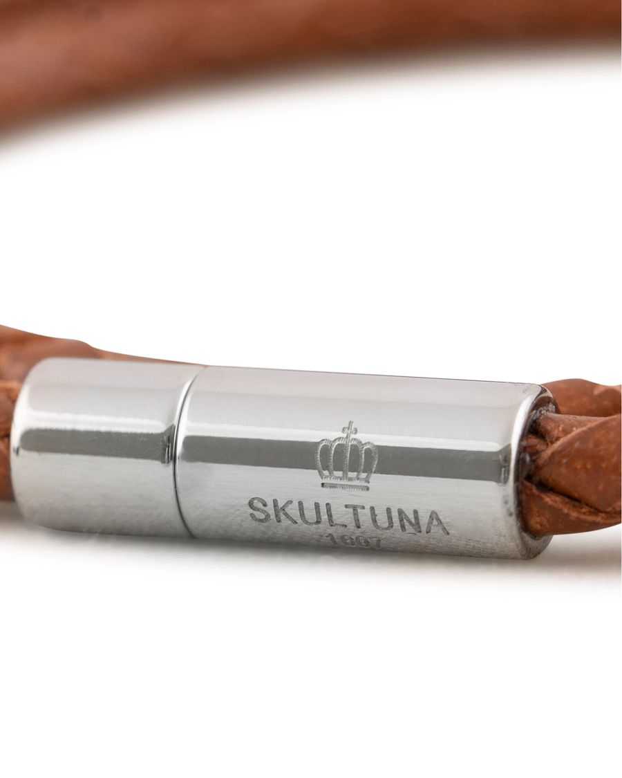 Homme | Skultuna Two Row Leather Bracelet Brown Steel | Skultuna | Two Row Leather Bracelet Brown Steel