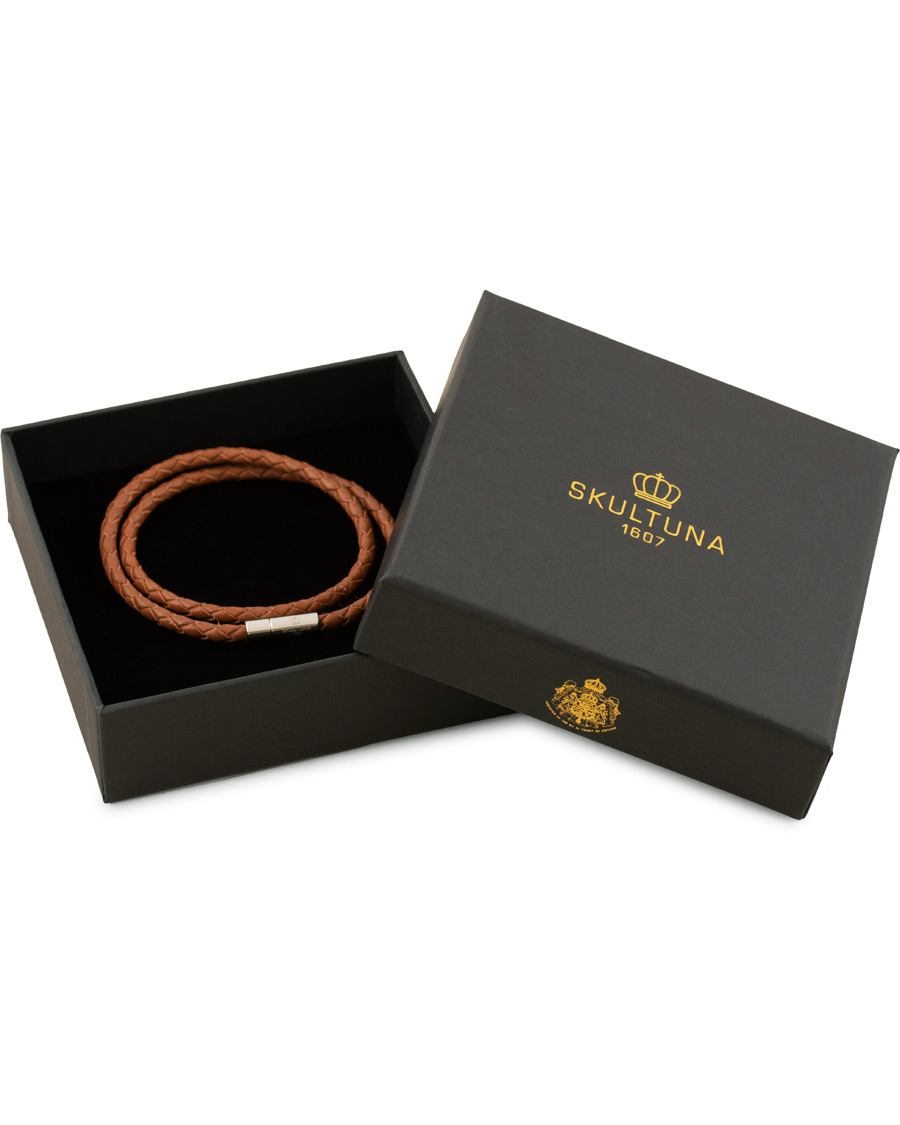 Homme | Skultuna Two Row Leather Bracelet Brown Steel | Skultuna | Two Row Leather Bracelet Brown Steel