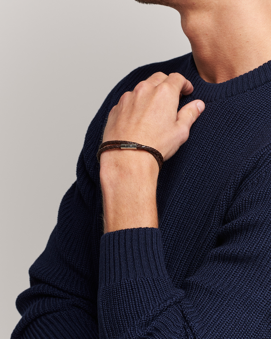 Homme | Skultuna Two Row Leather Bracelet Dark Brown Steel | Skultuna | Two Row Leather Bracelet Dark Brown Steel
