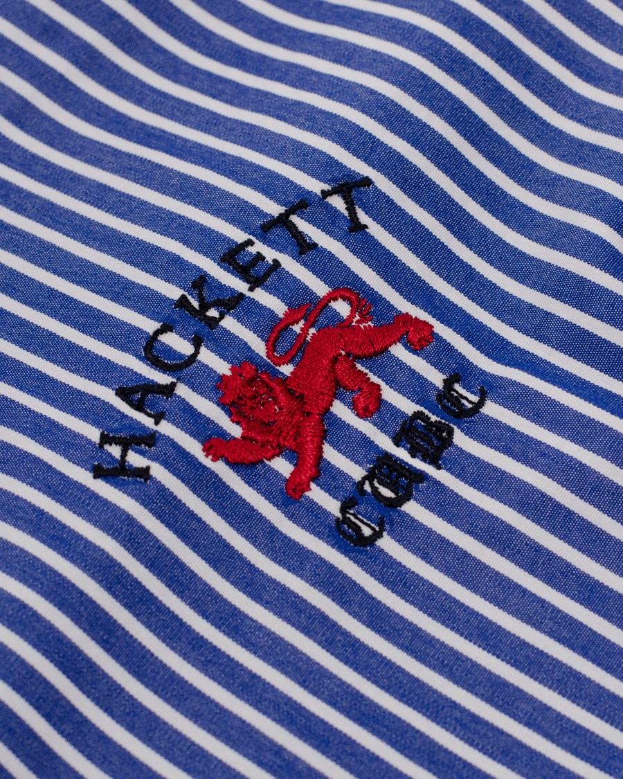 Homme | Chemises | Hackett | Wide Stripe Emblem Shirt Tailored Fit Blue/White