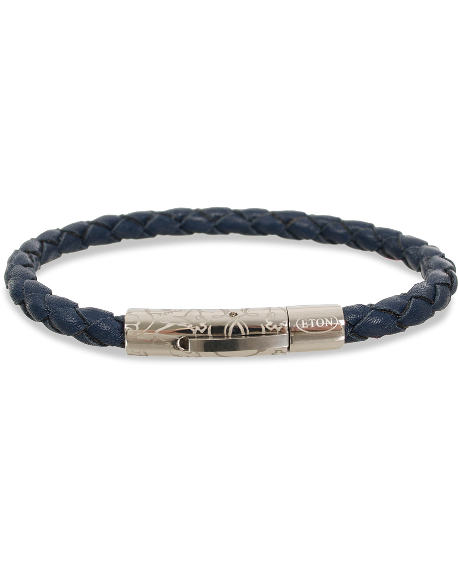 Homme | Eton Braided Leather Bracelet Navy | Eton | Braided Leather Bracelet Navy
