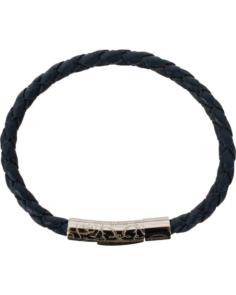 Homme | Eton Braided Leather Bracelet Navy | Eton | Braided Leather Bracelet Navy