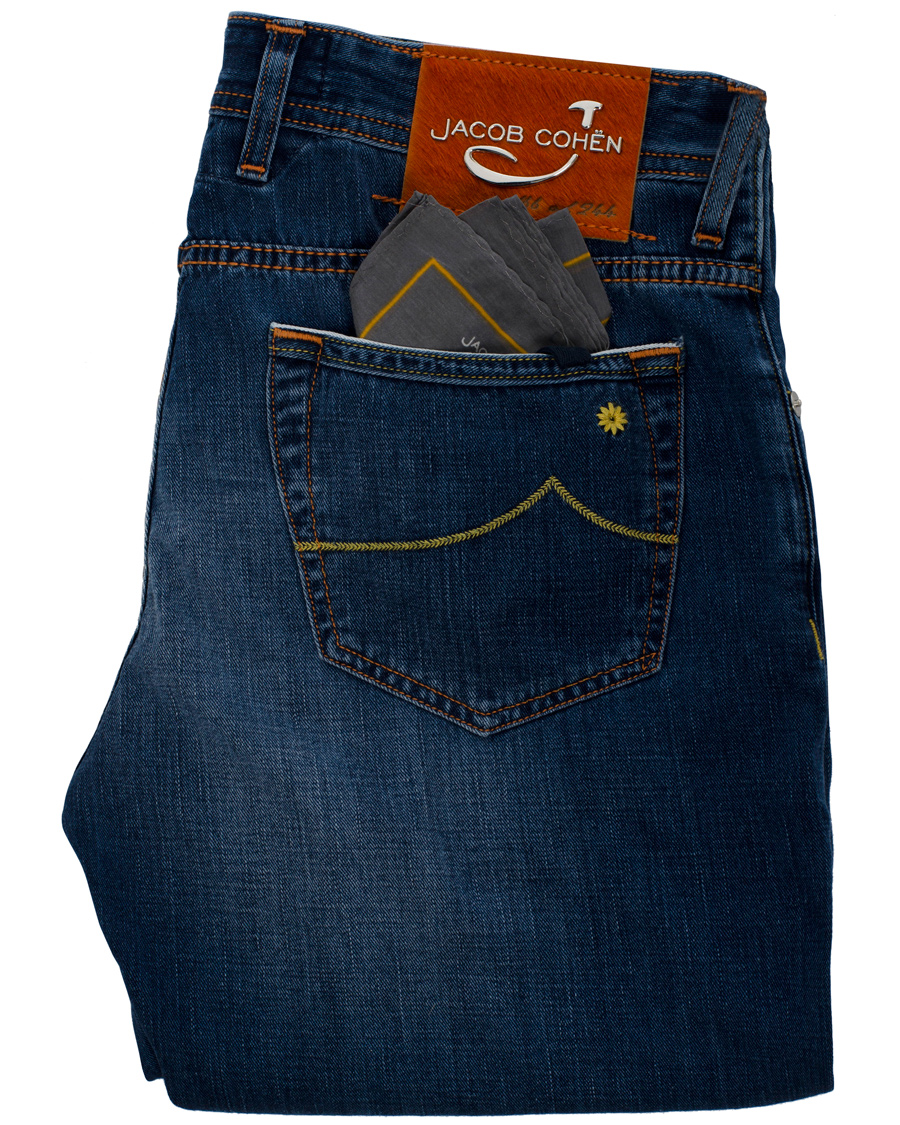 Homme | Jeans | Jacob Cohën | 622 Luxury Edition Jeans Mid Blue/Red Label
