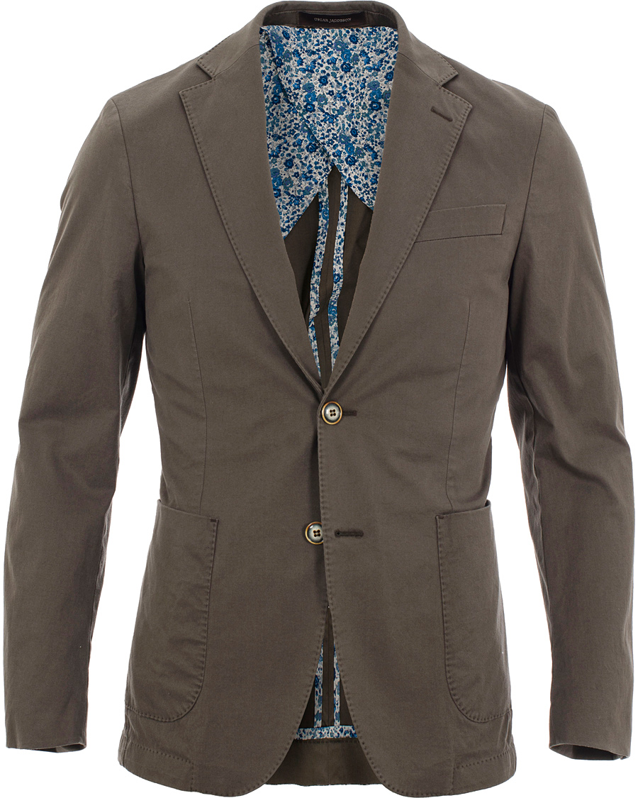 Homme | Blazers | Oscar Jacobson | Einar Stretch Cotton Blazer Khaki Green