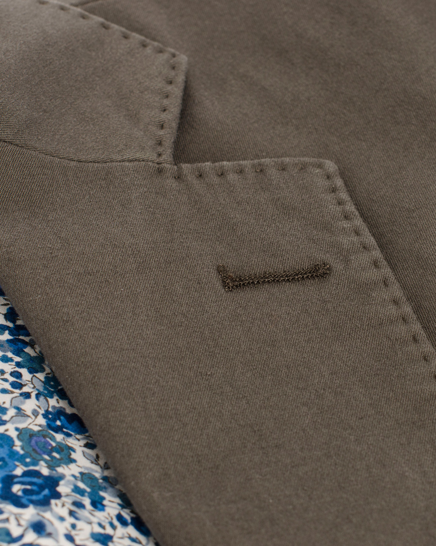 Homme | Blazers | Oscar Jacobson | Einar Stretch Cotton Blazer Khaki Green