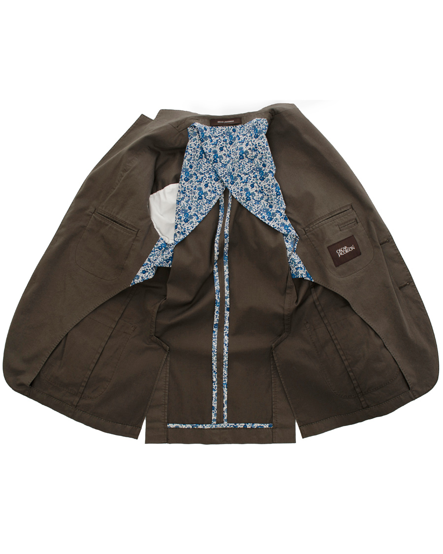 Homme | Blazers | Oscar Jacobson | Einar Stretch Cotton Blazer Khaki Green