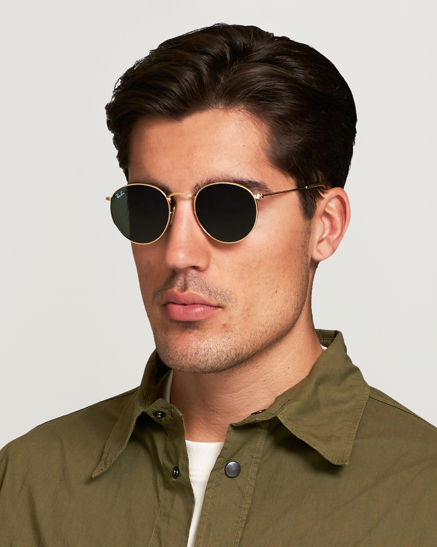 Men | Round Frame Sunglasses | Ray-Ban | RB3447 Metal Sunglasses Arista/Crystal Green
