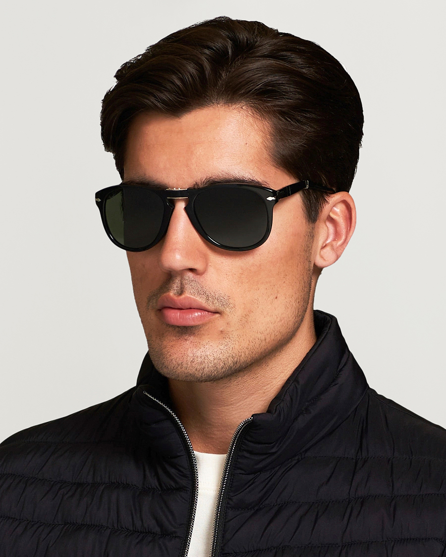 Homme | Lunettes De Soleil | Persol | 0PO0714 Folding Sunglasses Black/Crystal Green