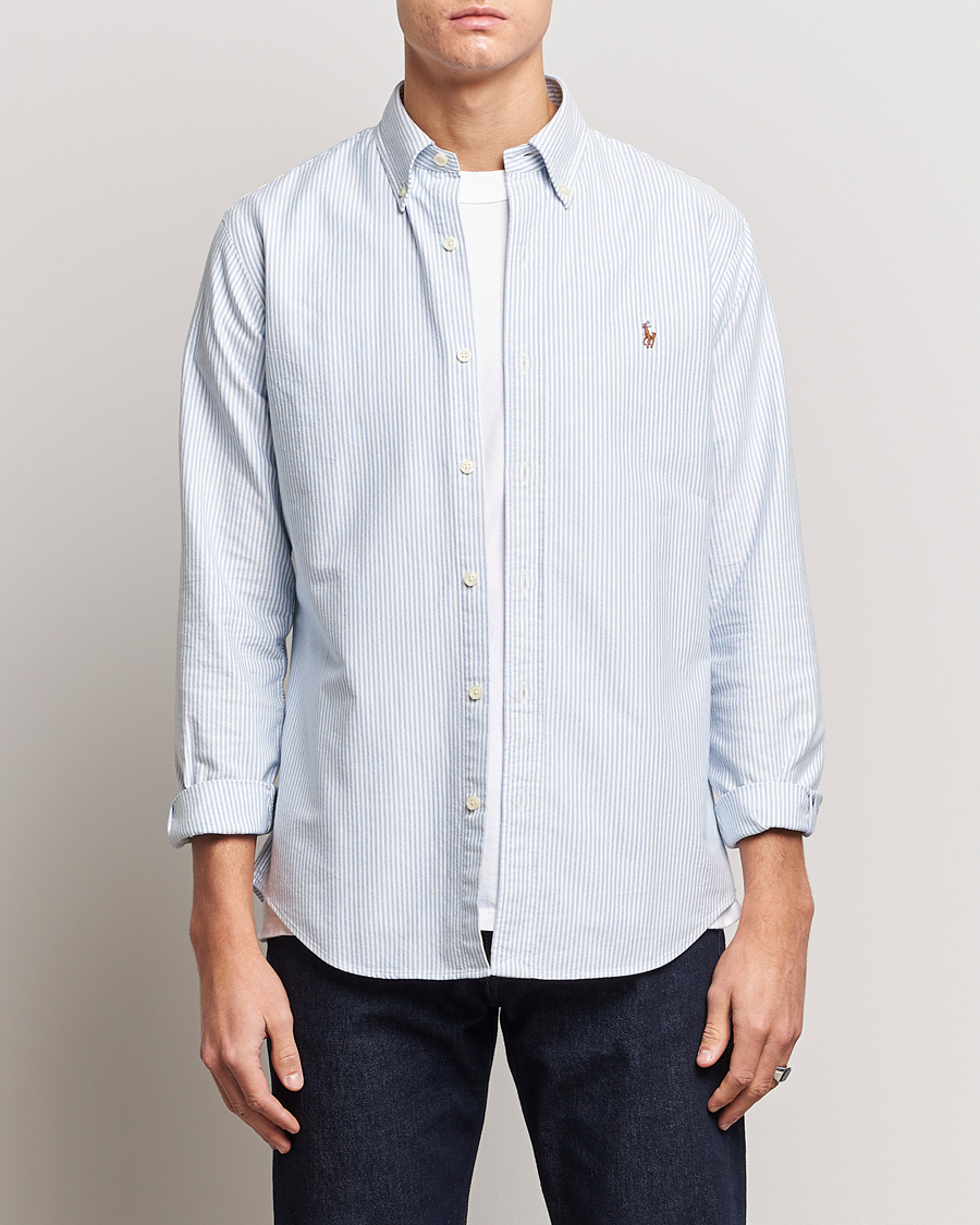 Homme | Tenue Décontractée Chic | Polo Ralph Lauren | Custom Fit Oxford Shirt Stripes Blue