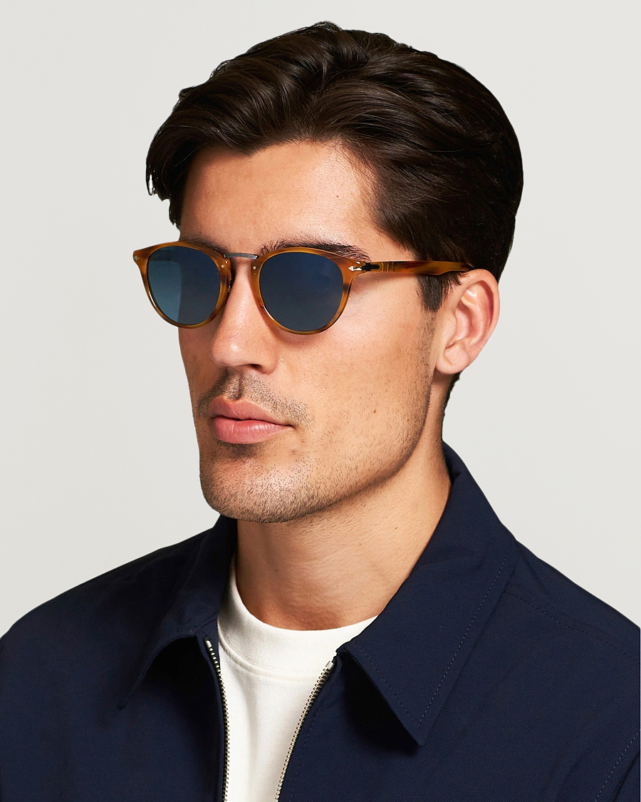 Homme |  | Persol | 0PO3108S Polarized Sunglasses Striped Brown/Gradient Blue