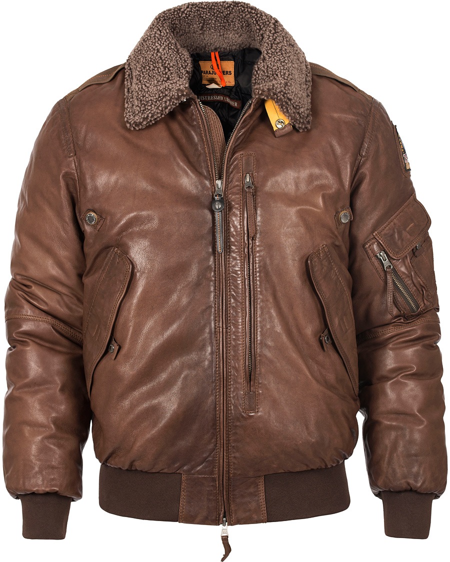 Homme | Manteaux Et Vestes | Parajumpers | Josh Distressed Leather Jacket Brown