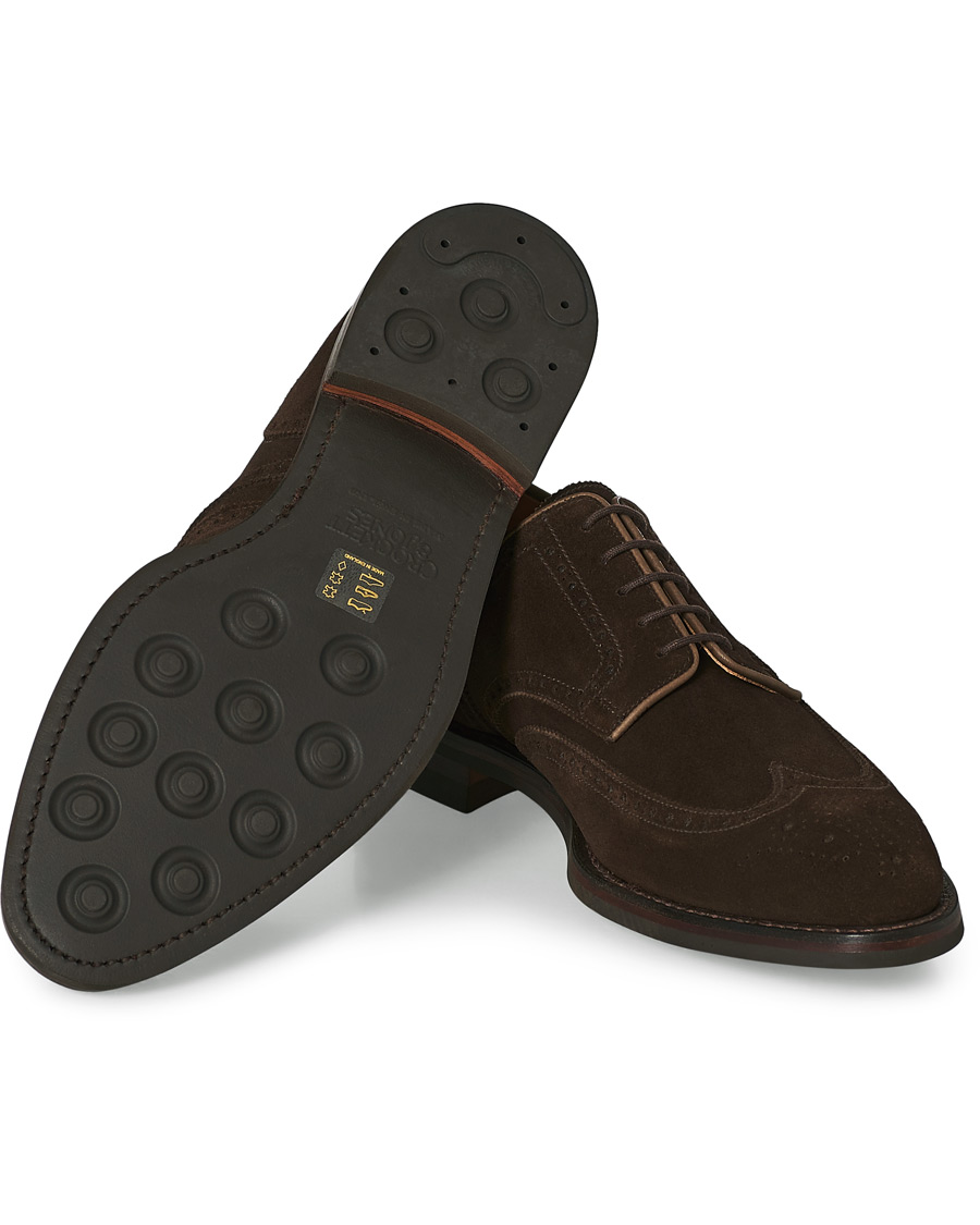 Homme | Crockett & Jones Swansea Brogue Dark Brown Suede | Crockett & Jones | Swansea Brogue Dark Brown Suede