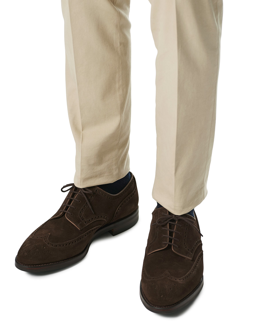 Homme | Crockett & Jones Swansea Brogue Dark Brown Suede | Crockett & Jones | Swansea Brogue Dark Brown Suede