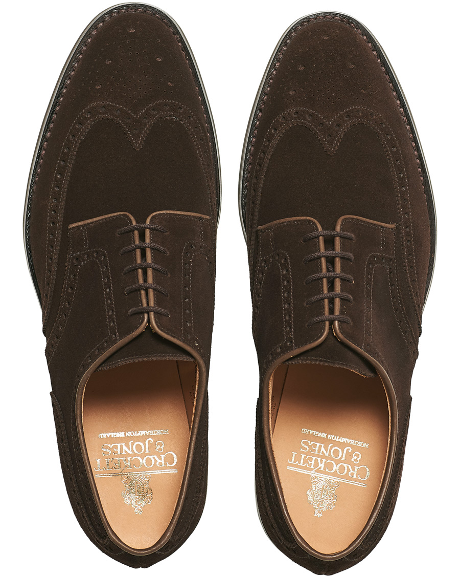Homme | Crockett & Jones Swansea Brogue Dark Brown Suede | Crockett & Jones | Swansea Brogue Dark Brown Suede