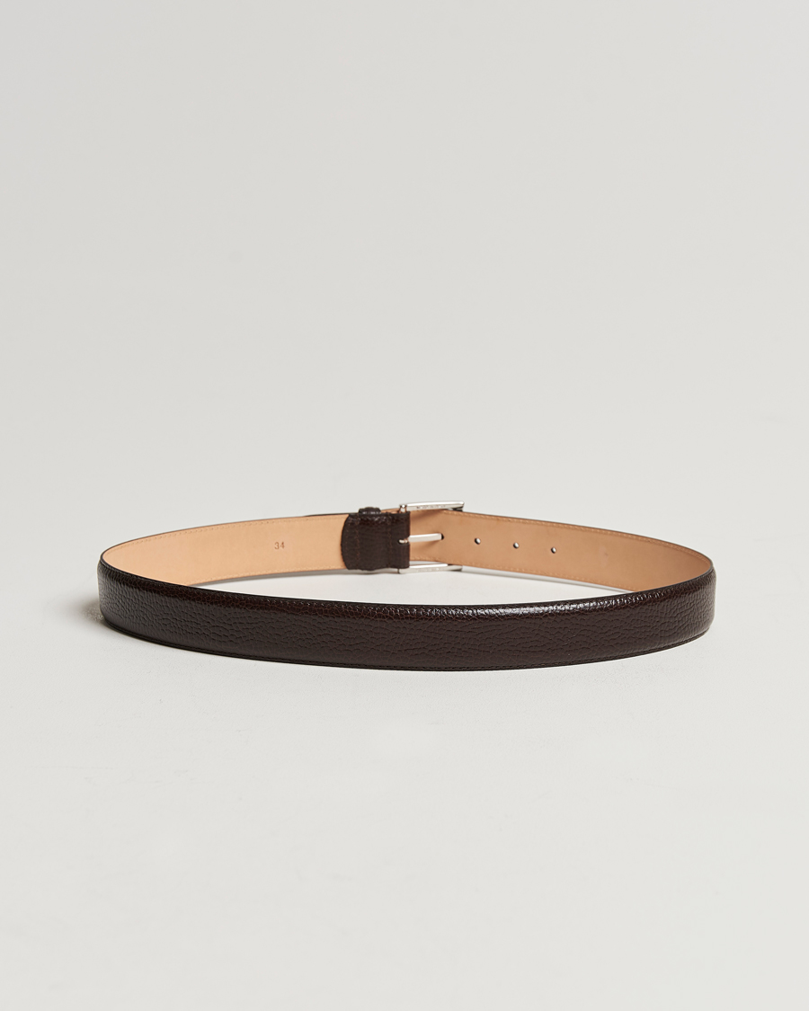 Homme | Ceintures | Crockett & Jones | Belt 3,5 cm Dark Brown Grained Calf