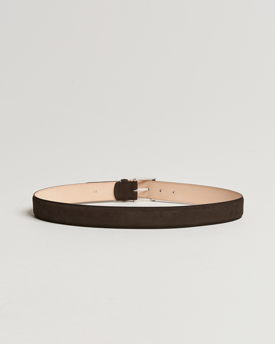 Homme | Ceintures | Crockett & Jones | Belt 3,2 cm Dark Brown Suede
