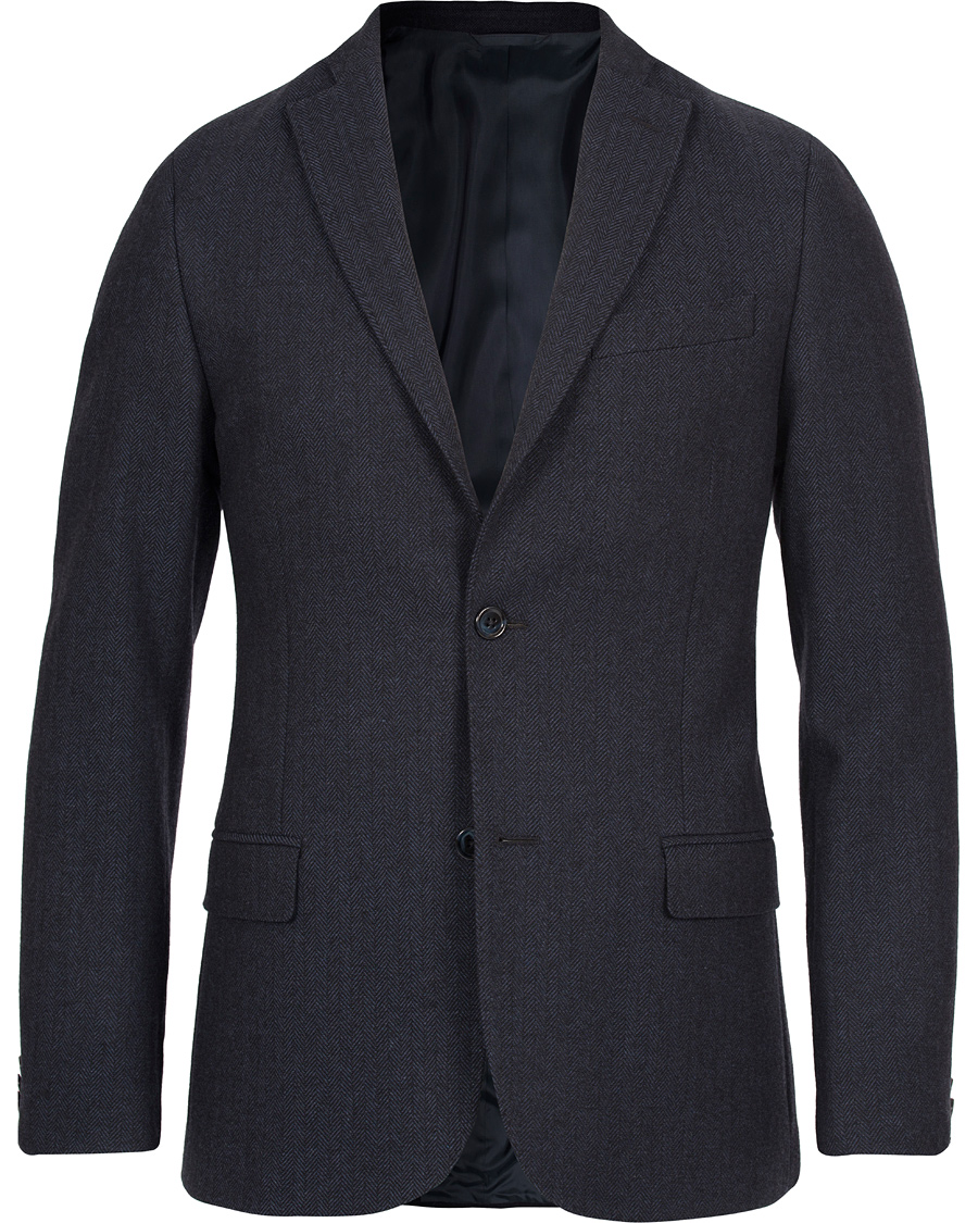 Homme | Blazers | J.Lindeberg | Hopper Herringbone Blazer Blue Melange