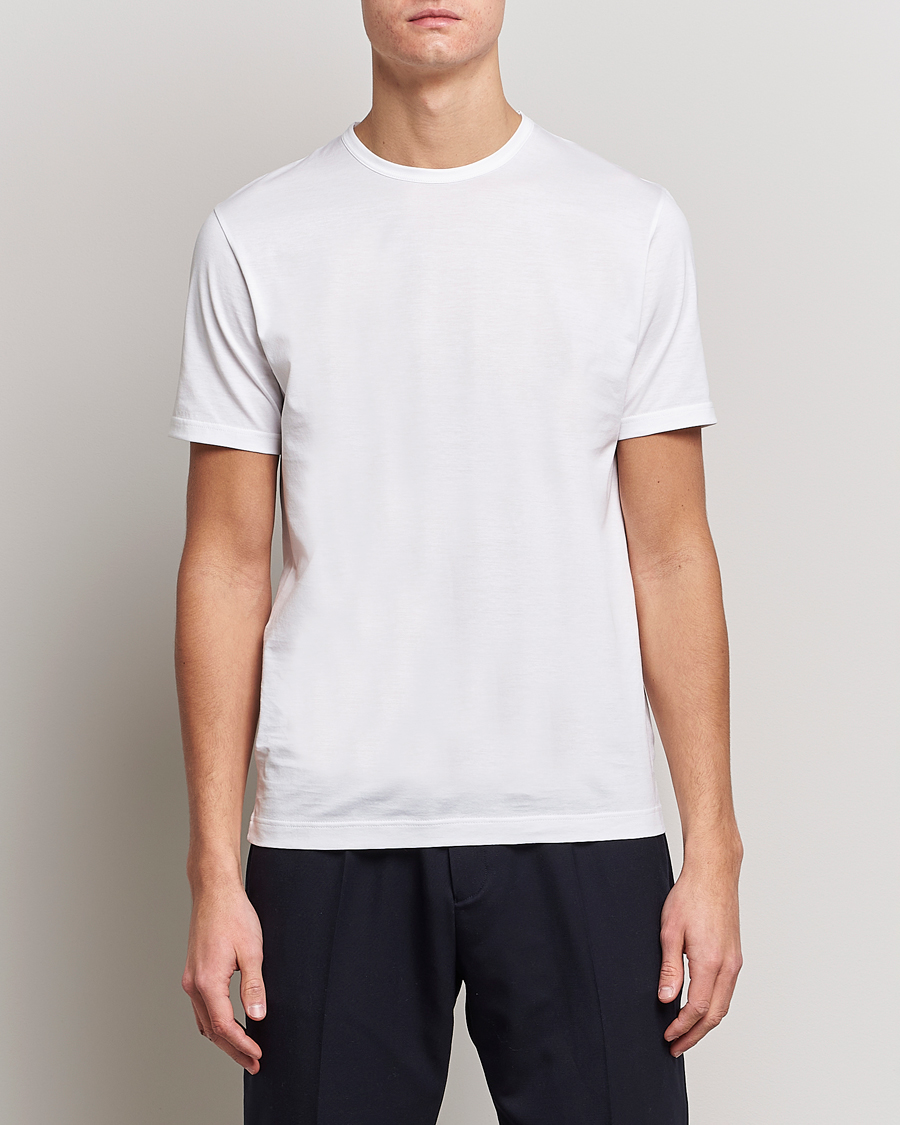 Homme | T-shirts À Manches Courtes | Sunspel | Crew Neck Cotton Tee White