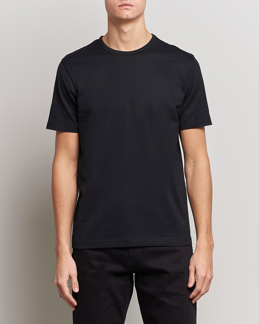 Homme | T-Shirts Noirs | Sunspel | Crew Neck Cotton Tee Black