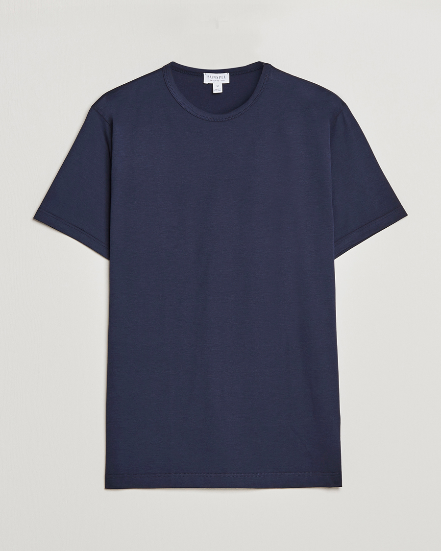 Homme | T-shirts | Sunspel | Crew Neck Q82 Cotton T-Shirt Navy