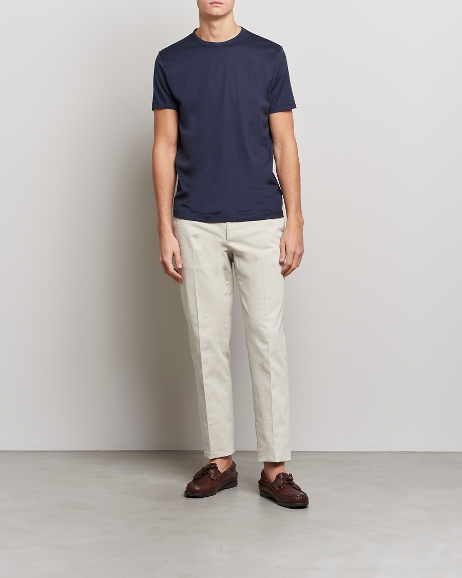 Homme | T-shirts | Sunspel | Crew Neck Q82 Cotton T-Shirt Navy