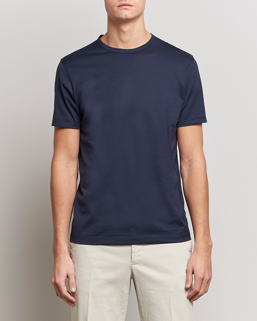Homme | T-shirts | Sunspel | Crew Neck Cotton Tee Navy