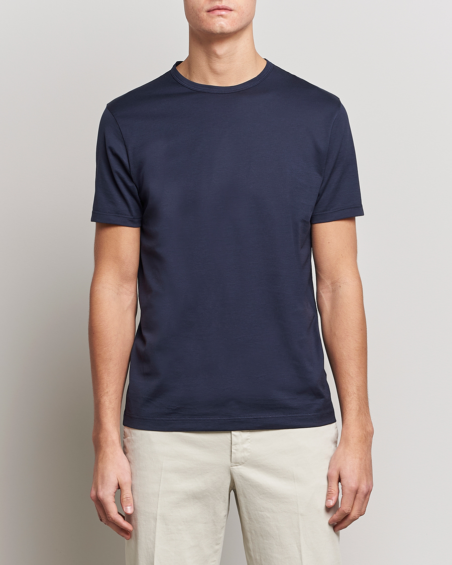 Homme | T-shirts | Sunspel | Crew Neck Q82 Cotton T-Shirt Navy