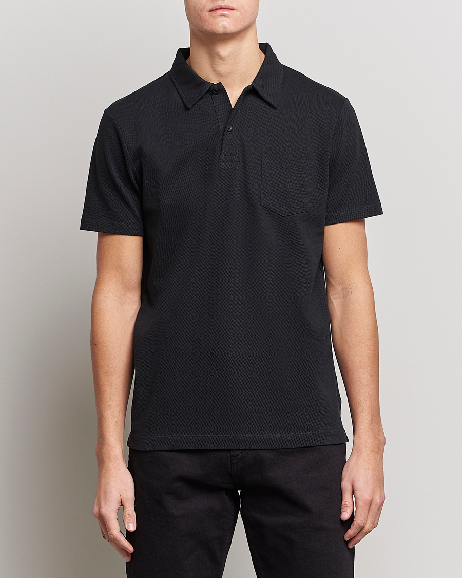 Homme | Polos | Sunspel | Riviera Polo Shirt Black