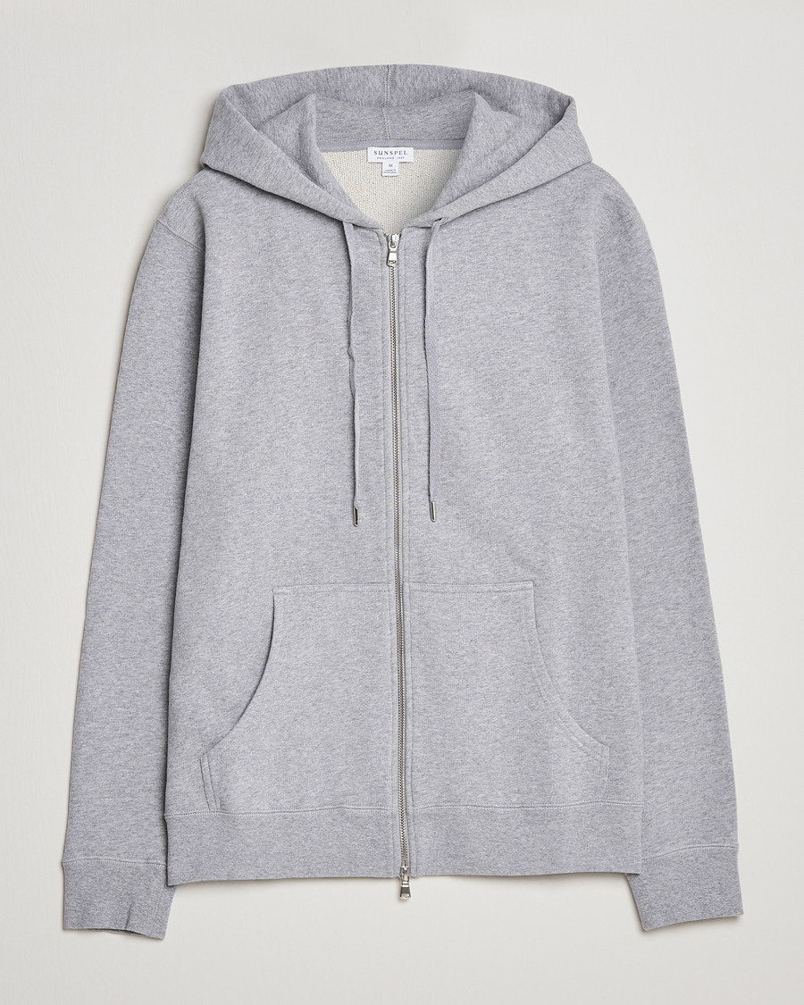 Homme | Pulls Et Tricots | Sunspel | Loopback Full Zip Hoodie Grey Melange
