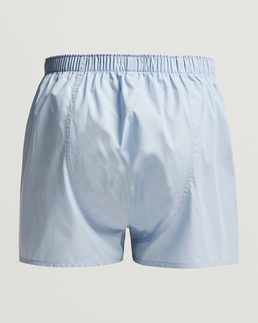 Homme | Best of British | Sunspel | Classic Woven Cotton Boxer Shorts Plain Blue