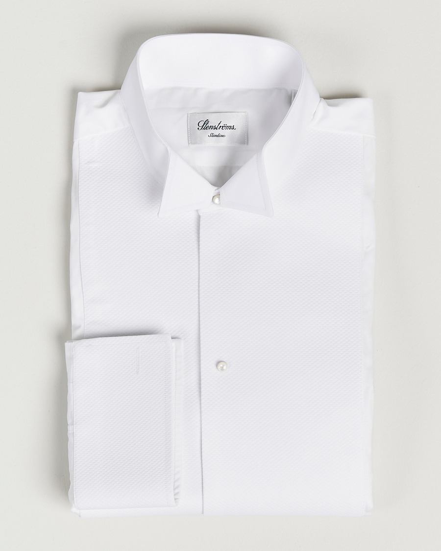Homme | Chemises | Stenströms | Slimline Astoria Stand Up Collar Evening Shirt White