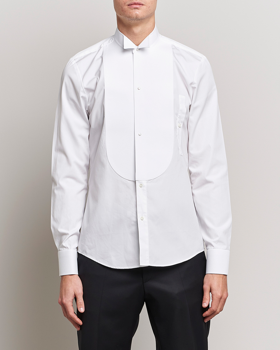 Homme | Chemises | Stenströms | Slimline Astoria Stand Up Collar Evening Shirt White