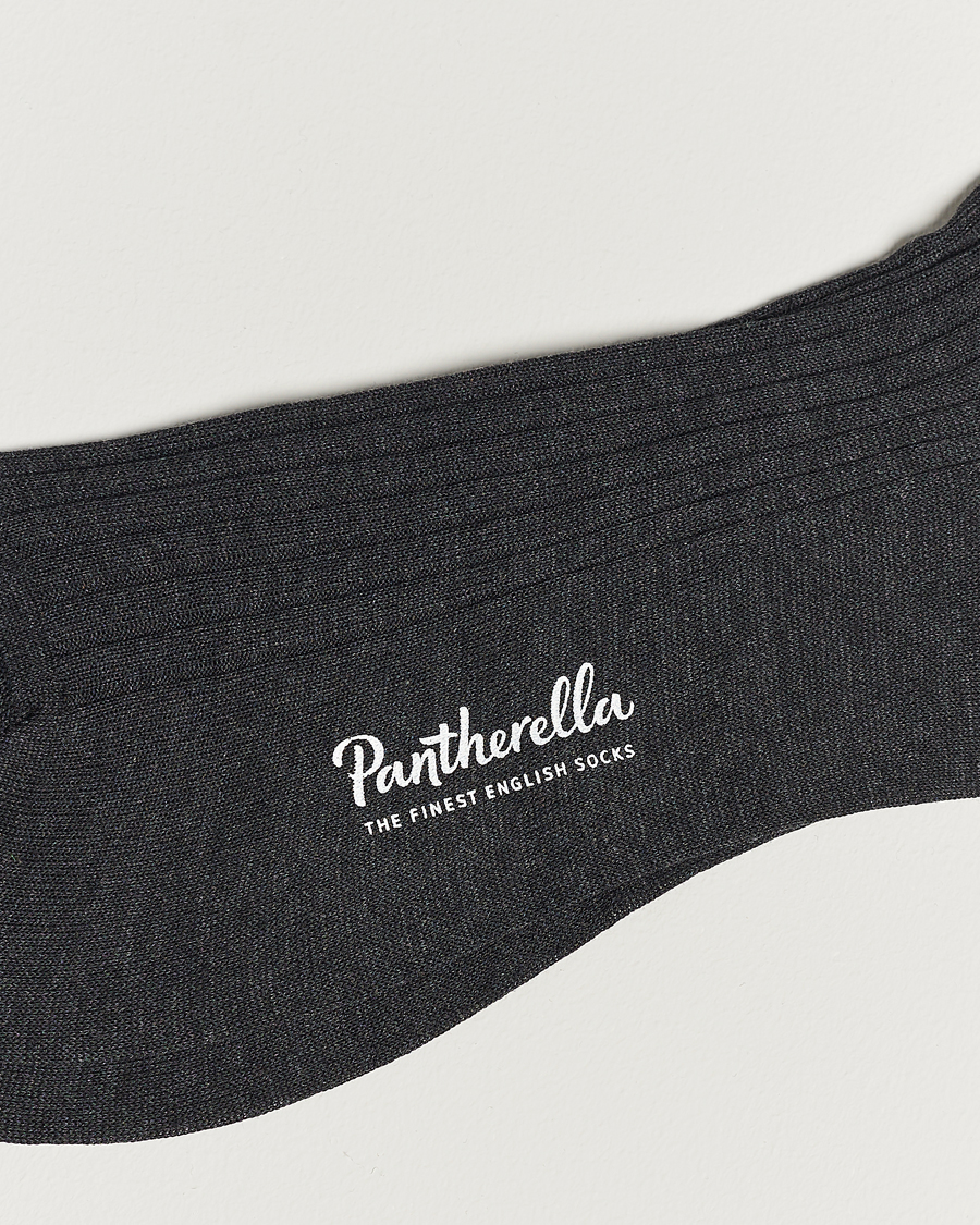 Homme |  | Pantherella | Vale Cotton Long Socks Dark Grey