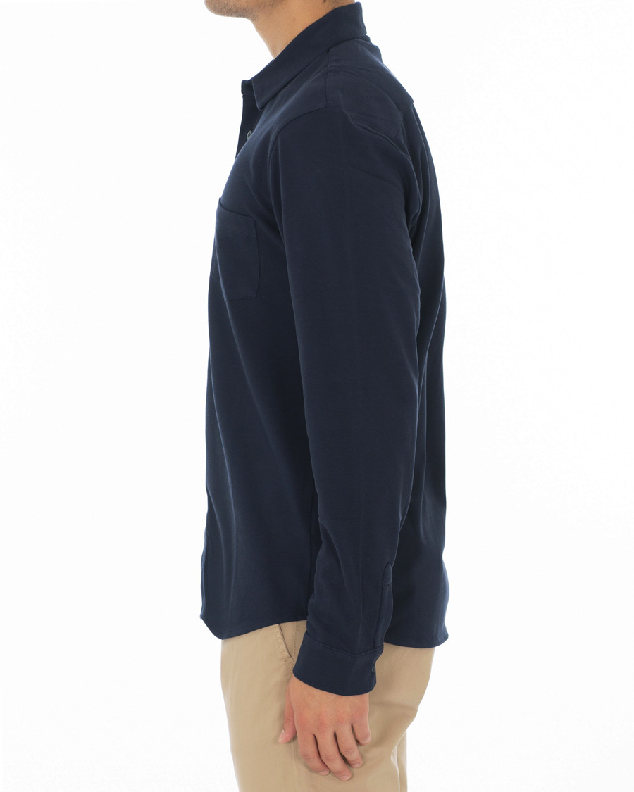 Homme | Chemises | Sunspel | Long Sleeve Pique Shirt Navy