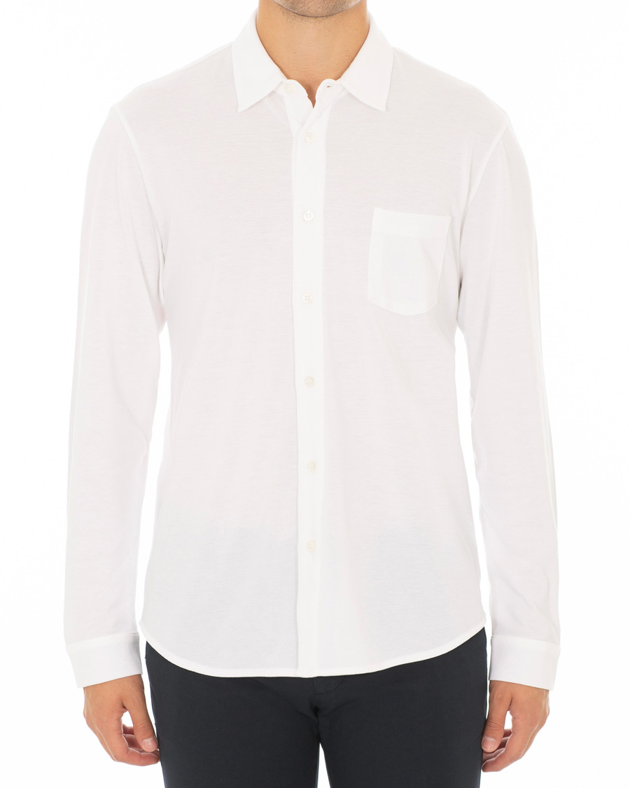 Homme | Chemises | Sunspel | Long Sleeve Pique Shirt White