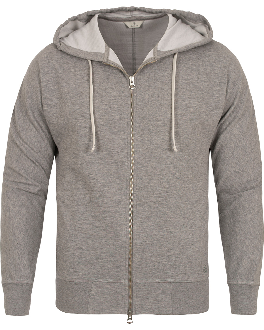 Homme | Pulls Et Tricots | GANT Diamond G | Full Zip Hoodie Light Grey Melange