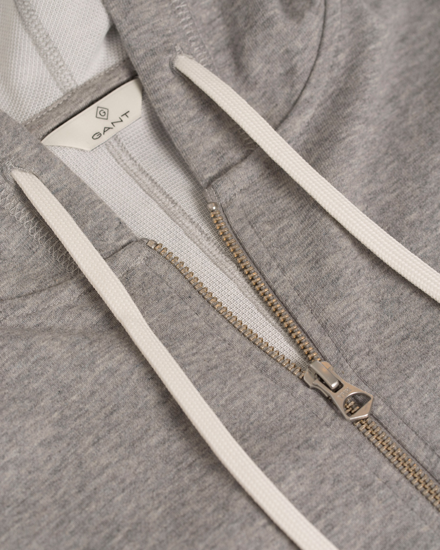 Homme | Pulls Et Tricots | GANT Diamond G | Full Zip Hoodie Light Grey Melange