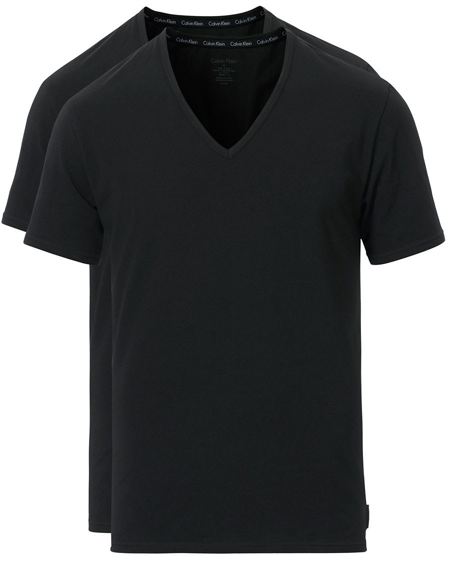 Homme | T-shirts | Calvin Klein | Cotton V-Neck Tee 2-Pack Black