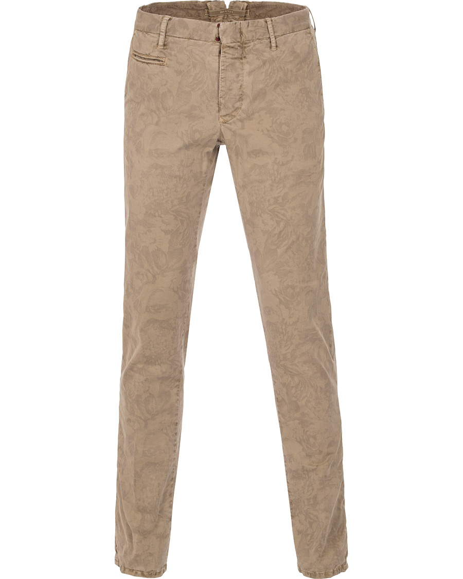 Homme | Pantalons | Incotex | Slim Fit Overdyed Printed Flower Slacks Khaki