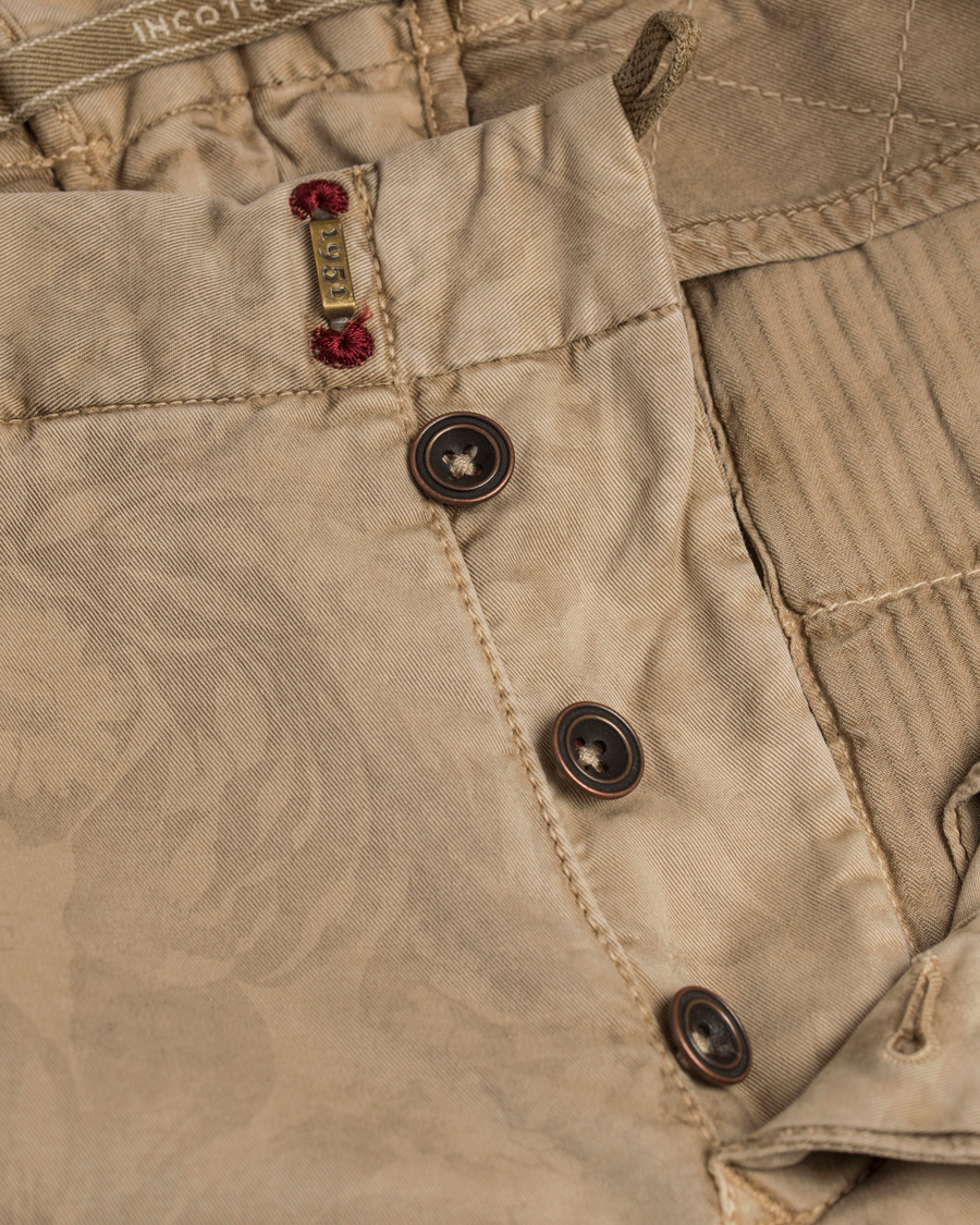 Homme | Pantalons | Incotex | Slim Fit Overdyed Printed Flower Slacks Khaki
