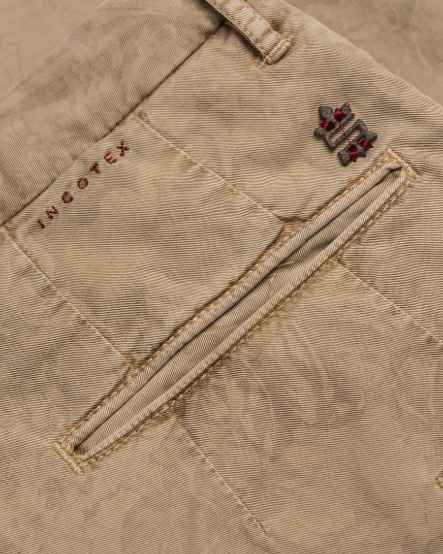 Homme | Pantalons | Incotex | Slim Fit Overdyed Printed Flower Slacks Khaki