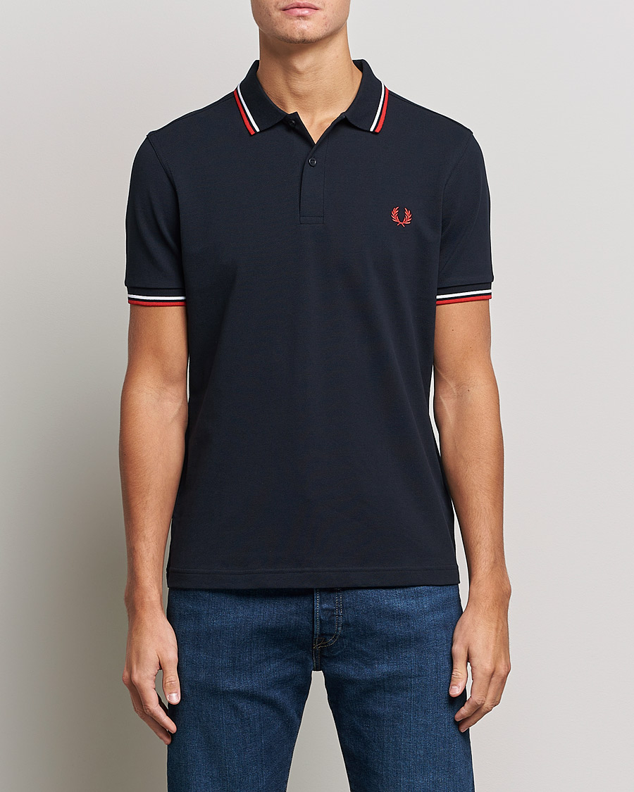 Homme | Polos | Fred Perry | Twin Tipped Polo Shirt Navy