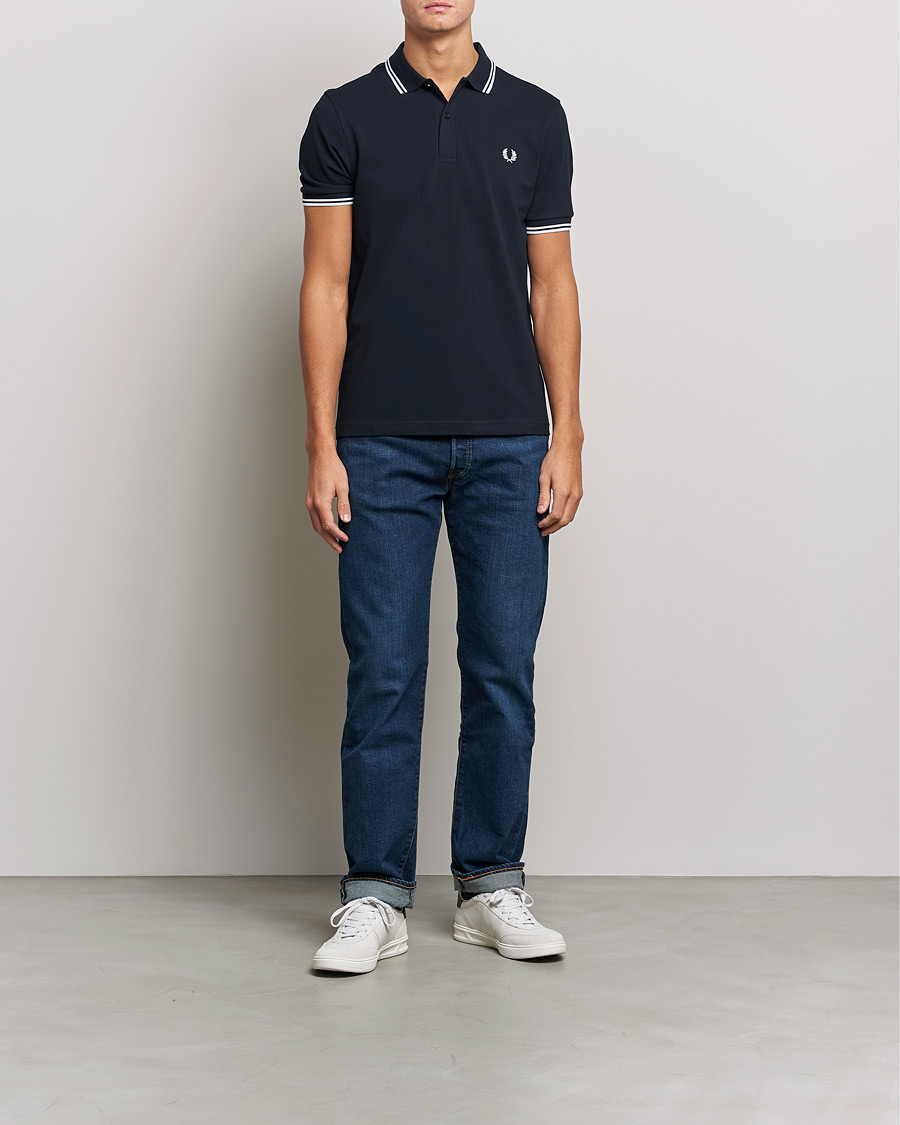 Homme | Polos | Fred Perry | Twin Tipped Polo Shirt Navy/White