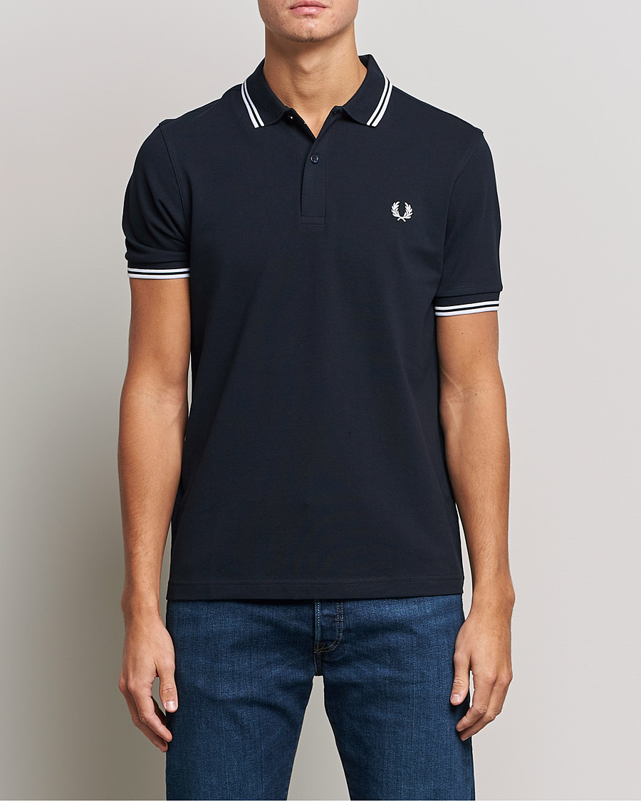 Homme |  | Fred Perry | Twin Tipped Polo Shirt Navy/White