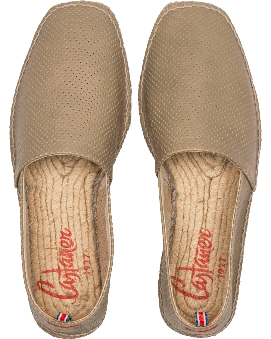 Homme | Castañer Pablo Perforated Nappa Leather Espadrilles Piedra | Castañer | Pablo Perforated Nappa Leather Espadrilles Piedra