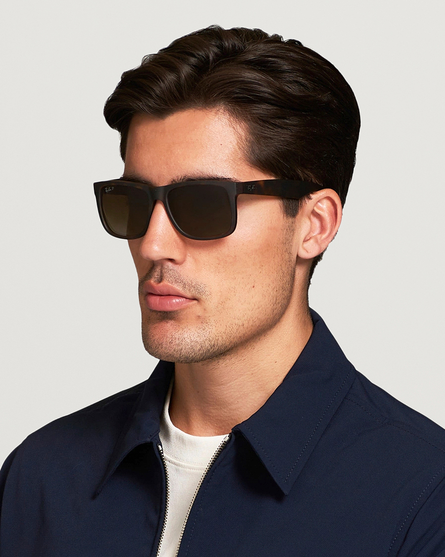 Homme | Lunettes De Soleil | Ray-Ban | 0RB4165 Justin Polarized Wayfarer Sunglasses Havana/Brown