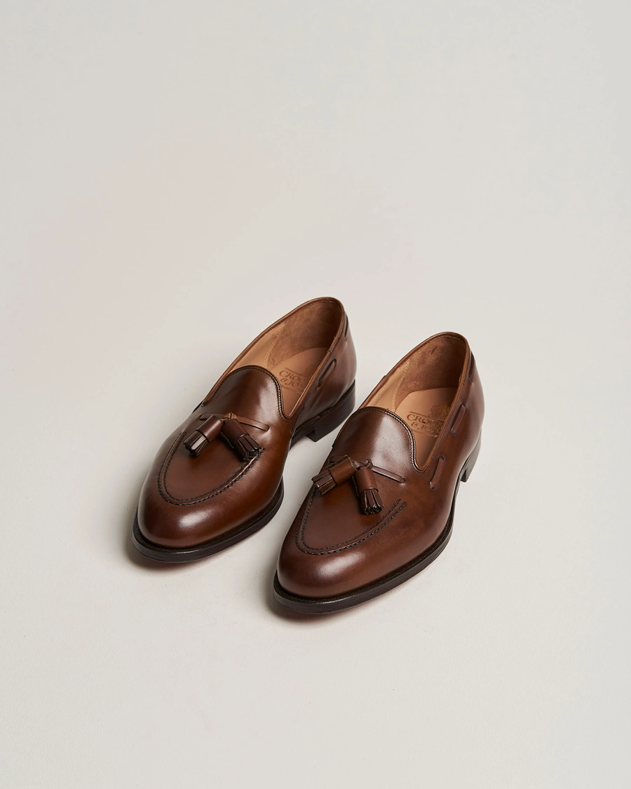 Homme | Chaussures Faites Main | Crockett & Jones | Cavendish Tassel Loafer Dark Brown Calf
