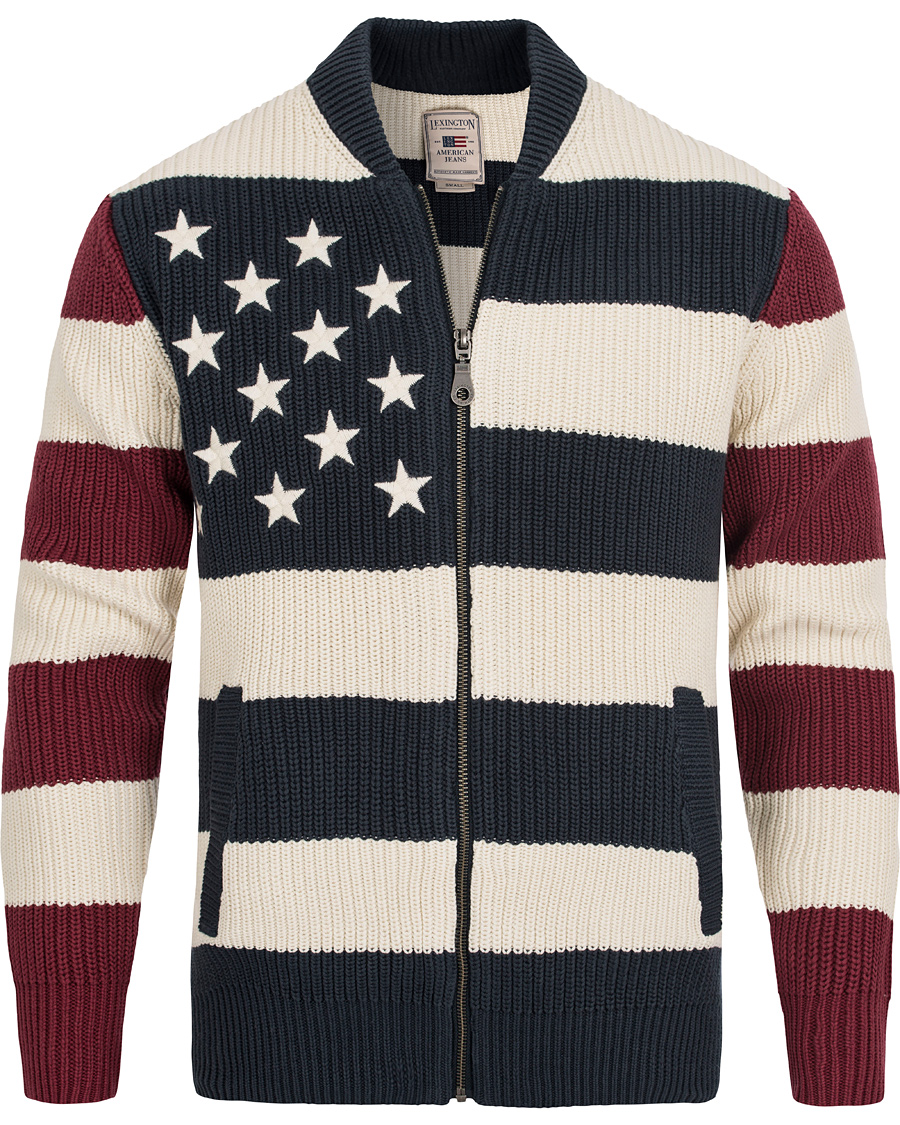Homme | Pulls Et Tricots | Lexington | Jaidon Zip Through Sweater Blue/Red/White Stripe